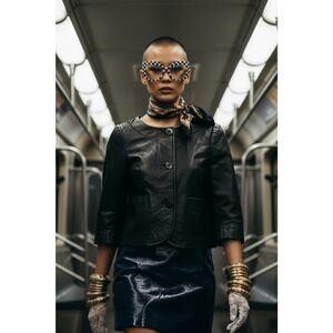 Vintage 90s Semantiks Black Genuine Leather Blazer Jacket S Clean Girl